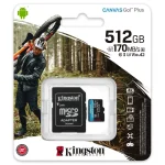 Tarjeta de Memoria microSDXC Kingston Canvas Go! Plus 512GB, UHS-I, U3, V30, A2, Clase 10, Adaptador