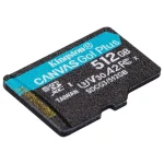 Tarjeta de Memoria microSDXC Kingston Canvas Go! Plus 512GB, UHS-I, U3, V30, A2, Clase 10, Adaptador