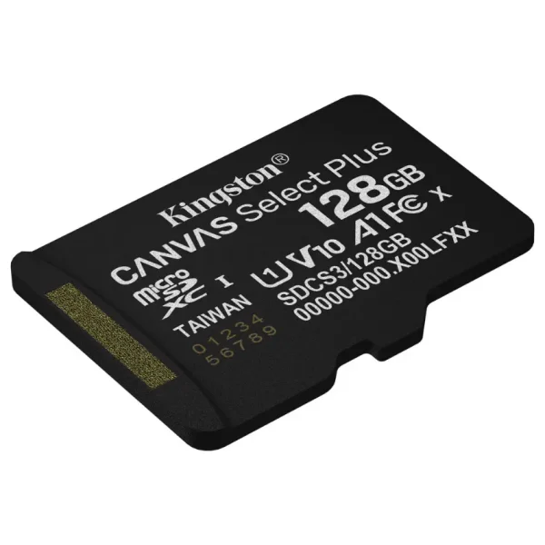 Tarjeta de Memoria microSDXC Kingston Canvas Select Plus 128GB, UHS-I, U1, V10, A1, Clase 10, Adaptador