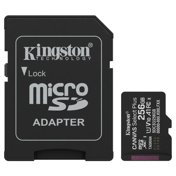 Tarjeta de Memoria microSDXC Kingston Canvas Select Plus 256GB, UHS-I, U1, V10, A1, Clase 10, Adaptador
