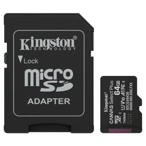Tarjeta de Memoria microSDXC Kingston Canvas Select Plus 64GB, UHS-I, U1, V10, A1, Clase 10, Adaptador
