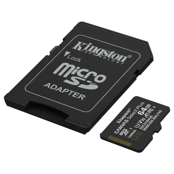 Tarjeta de Memoria microSDXC Kingston Canvas Select Plus 64GB, UHS-I, U1, V10, A1, Clase 10, Adaptador
