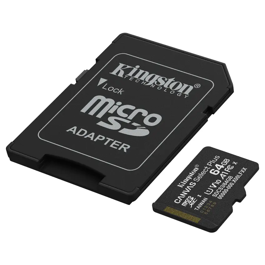 Tarjeta de Memoria microSDXC Kingston Canvas Select Plus 64GB, UHS-I, U1, V10, A1, Clase 10, Adaptador Tarjeta de Memoria microSDXC Kingston Canvas Select Plus 64GB, UHS-I, U1, V10, A1, Clase 10, Adaptador