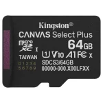 Tarjeta de Memoria microSDXC Kingston Canvas Select Plus 64GB, UHS-I, U1, V10, A1, Clase 10, Adaptador