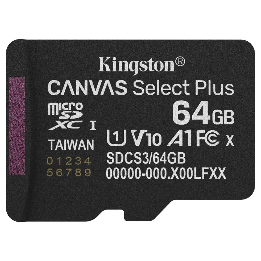 Tarjeta de Memoria microSDXC Kingston Canvas Select Plus 64GB, UHS-I, U1, V10, A1, Clase 10, Adaptador Tarjeta de Memoria microSDXC Kingston Canvas Select Plus 64GB, UHS-I, U1, V10, A1, Clase 10, Adaptador