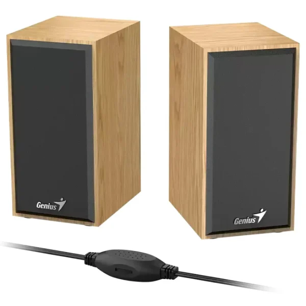 Parlantes Genius SP-HF180, 6 W RMS, Mini Plug 3.5 mm, Marrón Claro