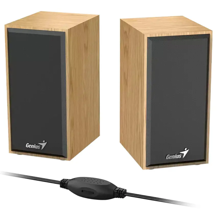 Parlantes Genius SP-HF180, 6 W RMS, Mini Plug 3.5 mm, Marrón Claro Parlantes Genius SP-HF180, 6 W RMS, Mini Plug 3.5 mm, Marrón Claro