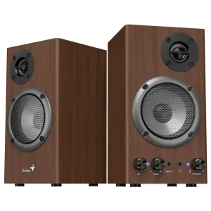 Parlantes Genius SP-HF500B, 16 W RMS, Mini Plug 3.5 mm, Marrón