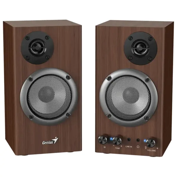 Parlantes Genius SP-HF500B, 16 W RMS, Mini Plug 3.5 mm, Marrón