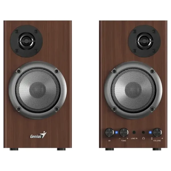 Parlantes Genius SP-HF500B, 16 W RMS, Mini Plug 3.5 mm, Marrón