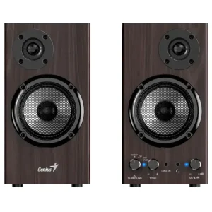 Parlantes Genius SP-HF520BT, 20 W RMS, Bluetooth, Mini Plug 3.5 mm, Marrón Oscuro