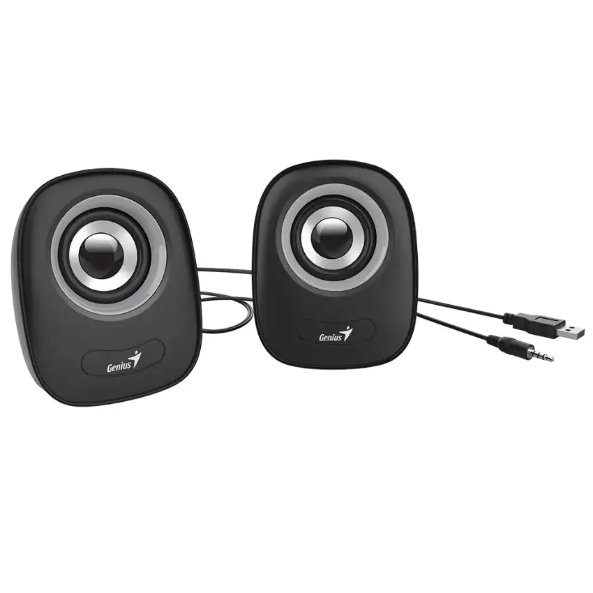 Parlantes Genius SP-Q160, 6 W RMS, Mini Plug 3.5 mm, Negro Parlantes Genius SP-Q160, 6 W RMS, Mini Plug 3.5 mm, Negro