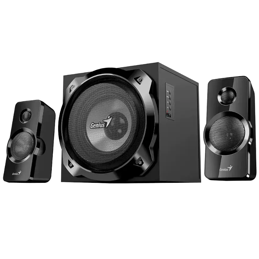 Parlantes Genius SW-2.1 1850BT, 2.1, 50 W RMS, Bluetooth, Mini Plug 3.5 mm, RCA, Negro