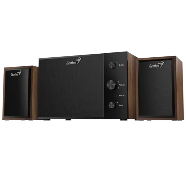 Parlantes Genius SW-2.1 350, 2.1, 15 W RMS, Mini Jack 3.5 mm, Marrón