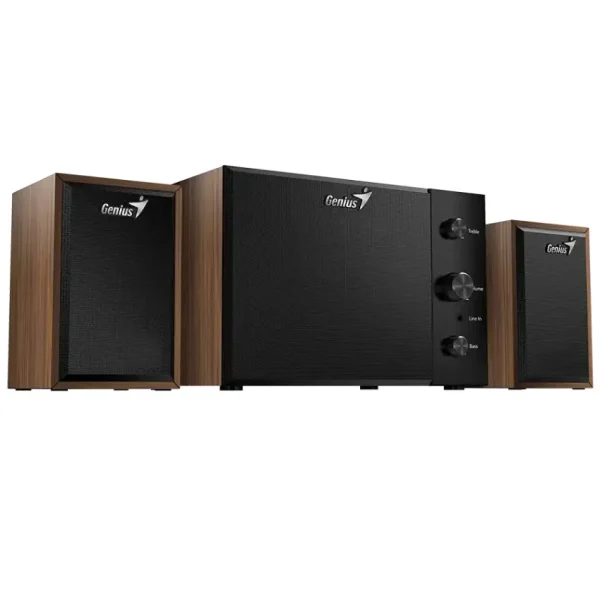 Parlantes Genius SW-2.1 350, 2.1, 15 W RMS, Mini Jack 3.5 mm, Marrón