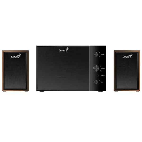 Parlantes Genius SW-2.1 350, 2.1, 15 W RMS, Mini Jack 3.5 mm, Marrón