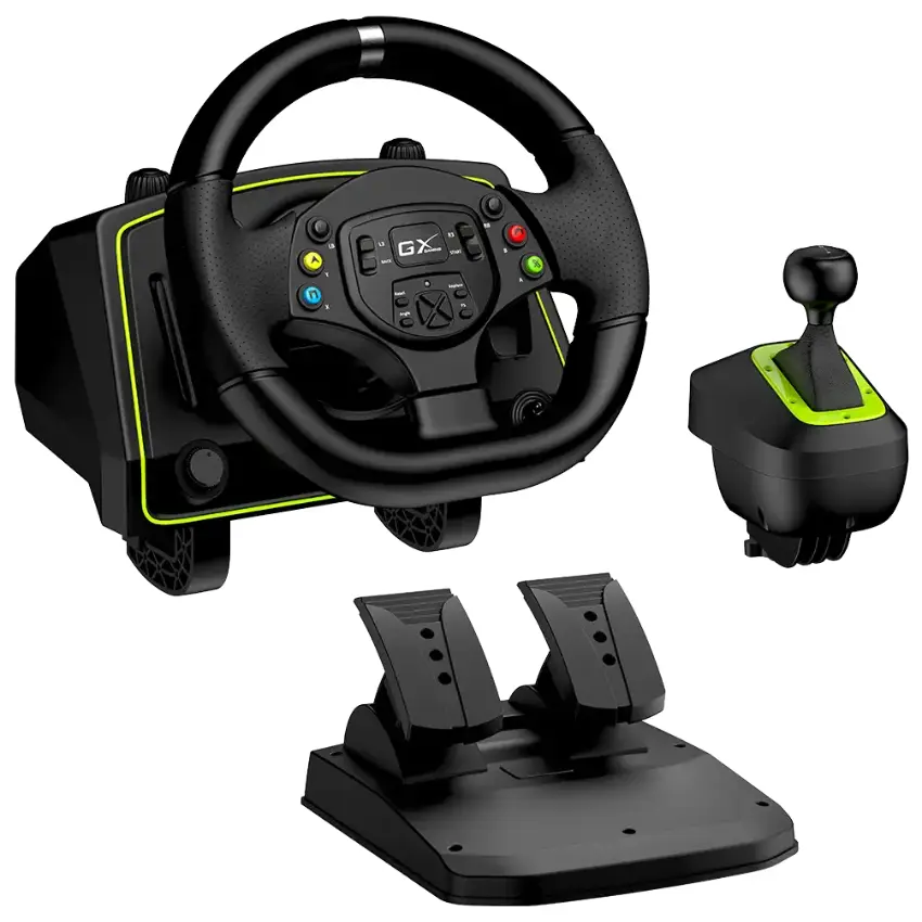 Volante Genius SpeedMaster X2, Con Pedalera y Palanca de Cambios, Xbox Series X, Xbox One, Xbox 360, PS3, PS4, PC Volante Genius SpeedMaster X2, Con Pedalera y Palanca de Cambios, Xbox Series X, Xbox One, Xbox 360, PS3, PS4, PC