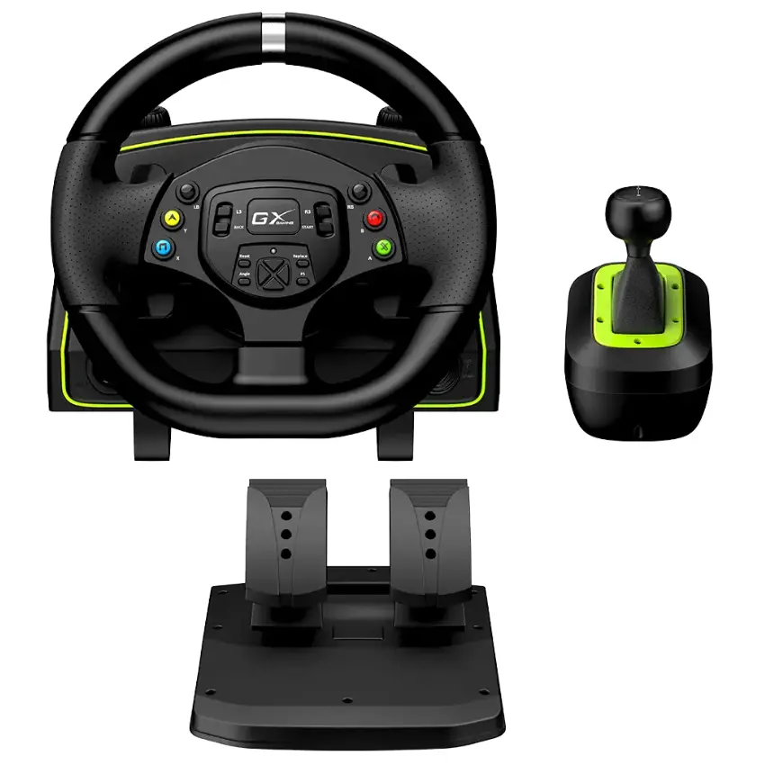 Volante Genius SpeedMaster X2, Con Pedalera y Palanca de Cambios, Xbox Series X, Xbox One, Xbox 360, PS3, PS4, PC Volante Genius SpeedMaster X2, Con Pedalera y Palanca de Cambios, Xbox Series X, Xbox One, Xbox 360, PS3, PS4, PC