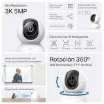 Cámara de Seguridad Wi-Fi TP-Link Tapo C230, 3K, 5 MP, Pan / Tilt, Visión nocturna, Interior