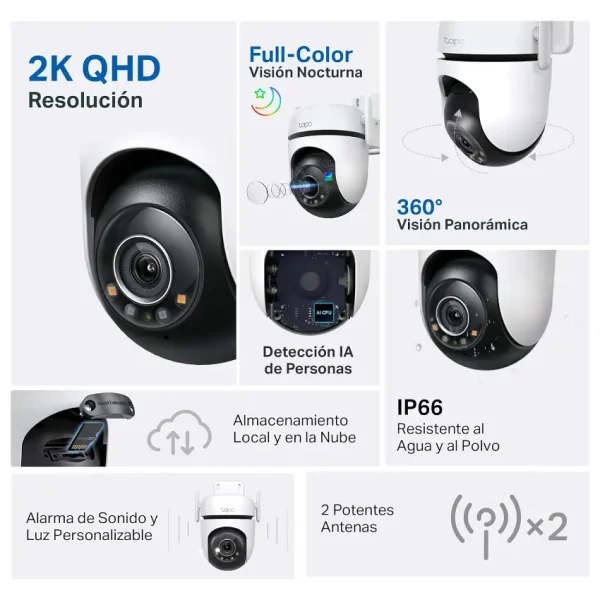 Cámara de Seguridad Wi-Fi TP-Link Tapo C520WS, 2K, 4 MP, Pan / Tilt, Visión nocturna, Exterior