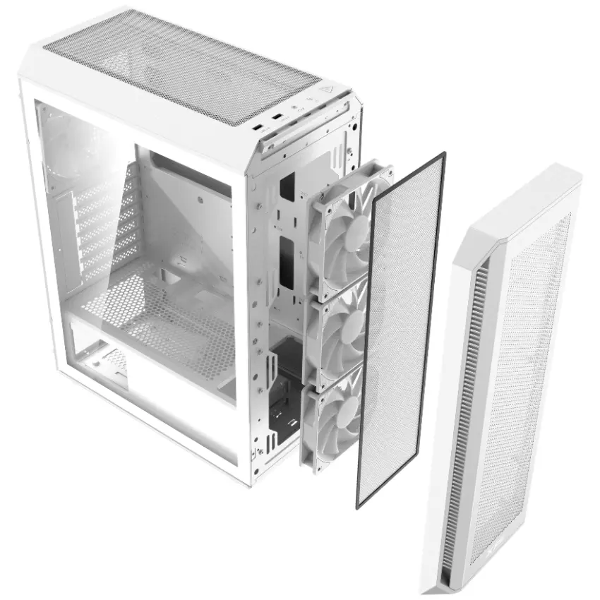 Gabinete ADATA XPG VALOR AIR PLUS, ATX, Sin Fuente, Vidrio Templado, 4 Fan 12 cm ARGB, Blanco Gabinete ADATA XPG VALOR AIR PLUS, ATX, Sin Fuente, Vidrio Templado, 4 Fan 12 cm ARGB, Blanco