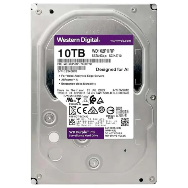 Disco Interno Western Digital Purple Pro 10TB SATA3 7200rpm 512MB Cache 3.5"