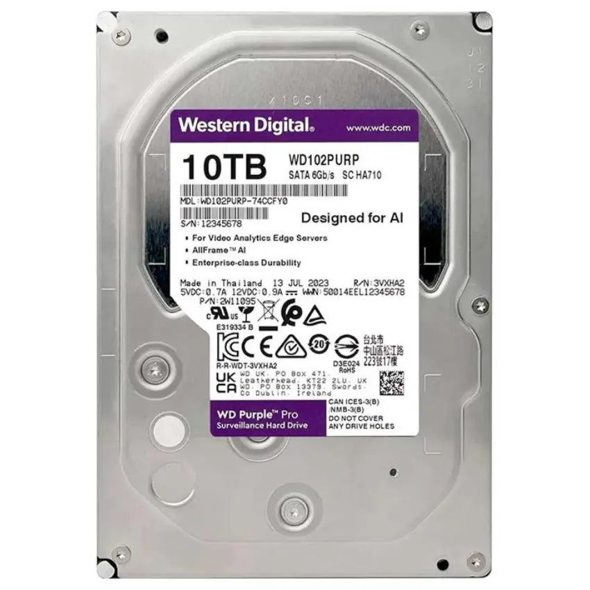 Disco Interno Western Digital Purple Pro 10TB SATA3 7200rpm 512MB Cache 3.5" Disco Interno Western Digital Purple Pro 10TB SATA3 7200rpm 512MB Cache 3.5"