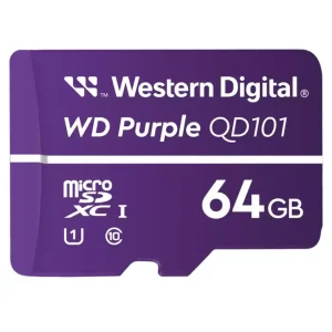 Tarjeta de Memoria microSDXC Western Digital WD Purple SC 64GB, UHS-I, U1, Clase 10