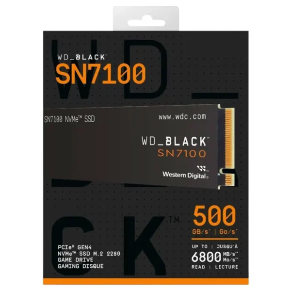 Disco SSD Western Digital WD_BLACK SN7100 NVMe 500GB, TLC, 3D NAND, PCIe Gen 4x4, M.2 2280