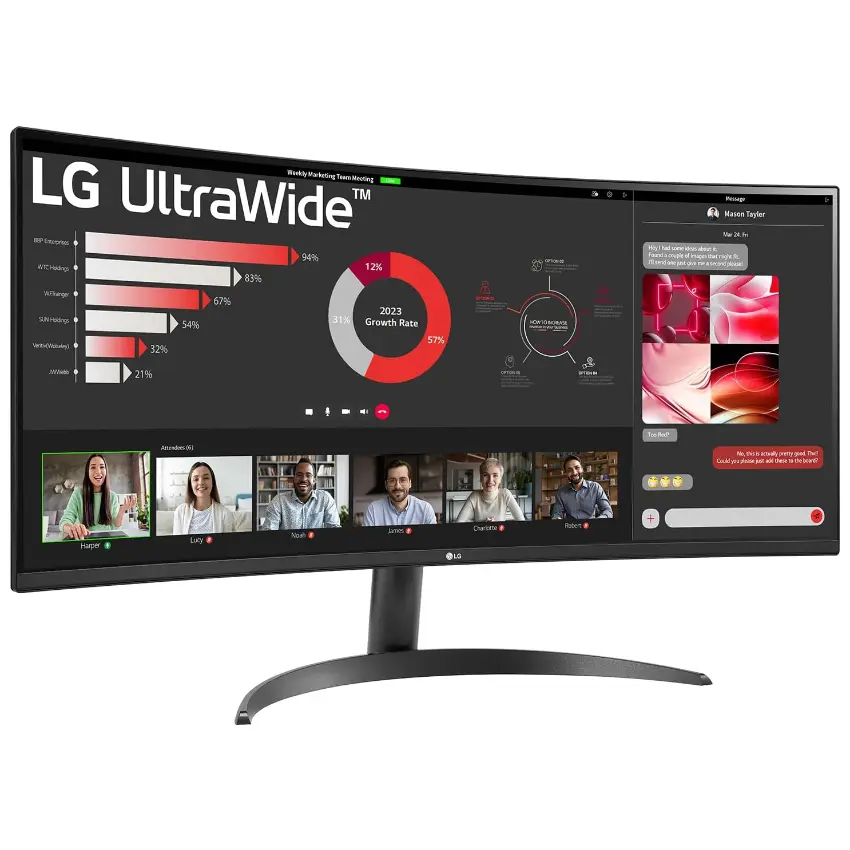 Monitor LG UltraWide 34WR50QK-B, 34", 100Hz, Curvo, VA, 3440x1440, 5ms, DisplayPort, HDMI, FreeSync Premium