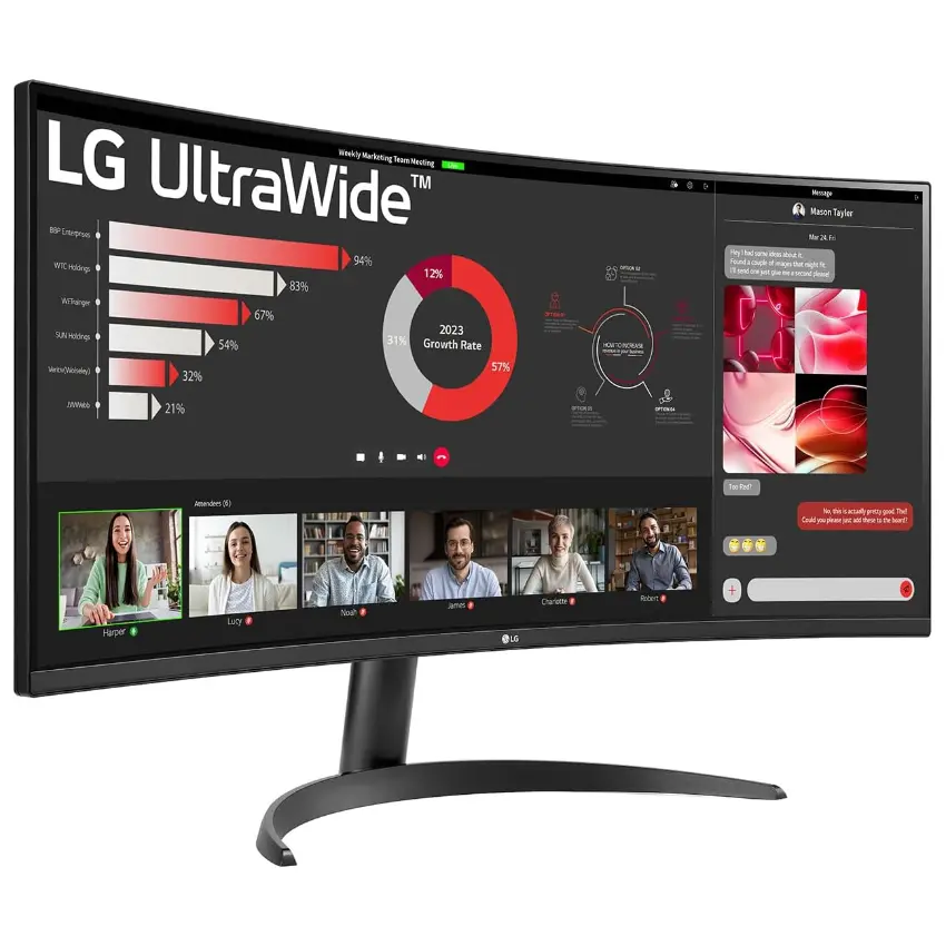 Monitor LG UltraWide 34WR50QK-B, 34", 100Hz, Curvo, VA, 3440x1440, 5ms, DisplayPort, HDMI, FreeSync Premium