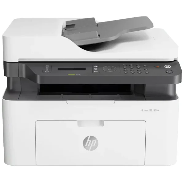 Impresora Multifunción HP Laser MFP 137fnw, RJ-45, Wi-Fi, Fax, Blanco/Gris