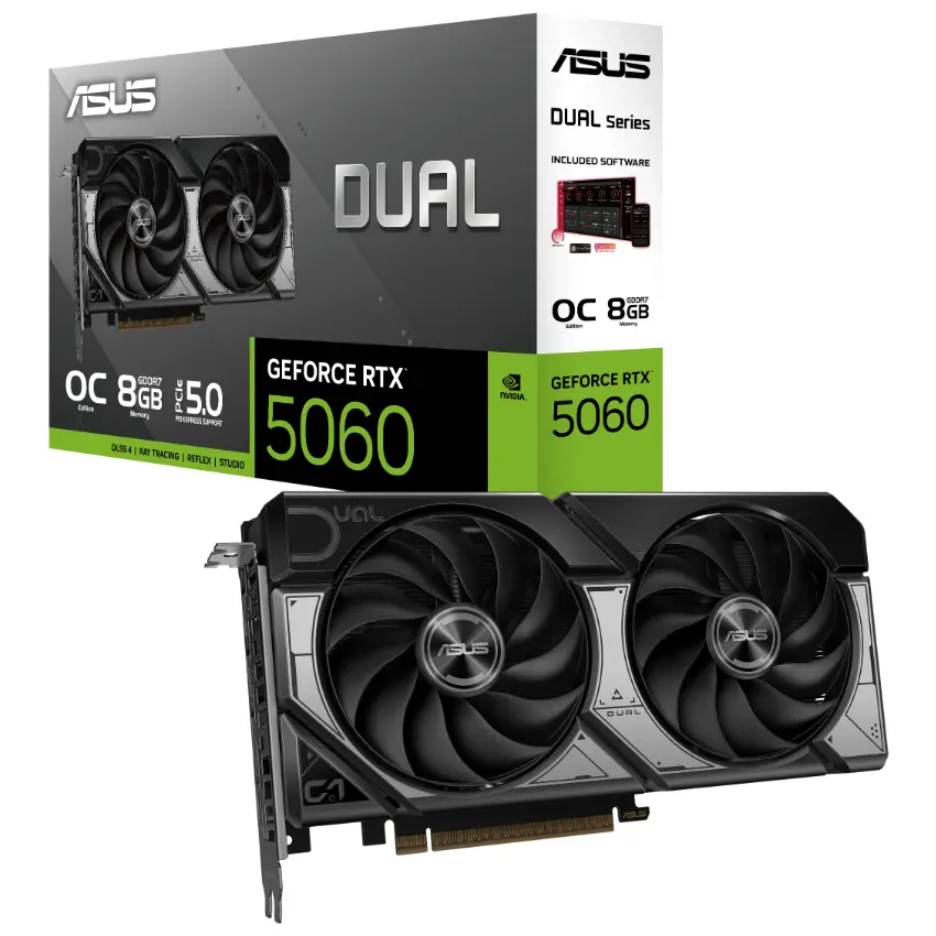 Placa de Video ASUS Dual GeForce RTX 5060 8GB GDDR7 OC Edition