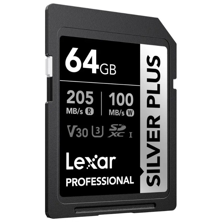 Tarjeta de Memoria SDXC Lexar SILVER PLUS 64GB, UHS-I, U3, V30, Clase 10