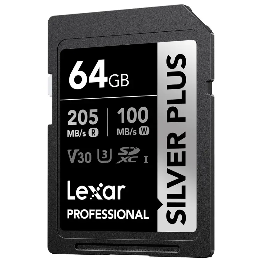 Tarjeta de Memoria SDXC Lexar SILVER PLUS 64GB, UHS-I, U3, V30, Clase 10