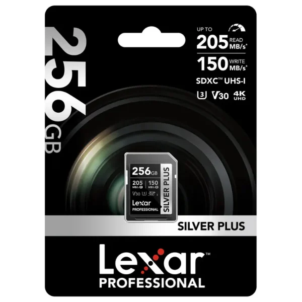 Tarjeta de Memoria SDXC Lexar SILVER PLUS 256GB, UHS-I, U3, V30, Clase 10