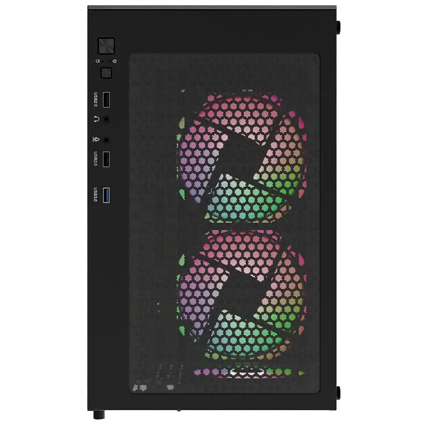 Gabinete Aerocool Pivot V3, ATX, Sin Fuente, Vidrio Templado Frontal y Lateral, 3 Fan 12 cm ARGB, Negro