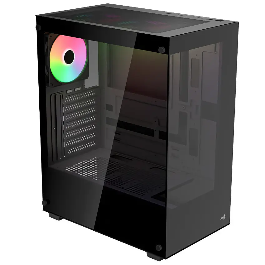 Gabinete Aerocool Pivot V3, ATX, Sin Fuente, Vidrio Templado Frontal y Lateral, 3 Fan 12 cm ARGB, Negro