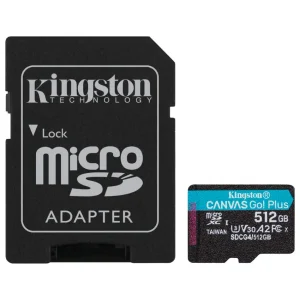Tarjeta de Memoria microSDXC Kingston Canvas Go! Plus 512GB, UHS-I, U3, V30, A2, Clase 10, Adaptador