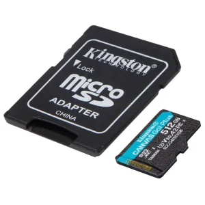 Tarjeta de Memoria microSDXC Kingston Canvas Go! Plus 512GB, UHS-I, U3, V30, A2, Clase 10, Adaptador