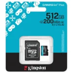 Tarjeta de Memoria microSDXC Kingston Canvas Go! Plus 512GB, UHS-I, U3, V30, A2, Clase 10, Adaptador