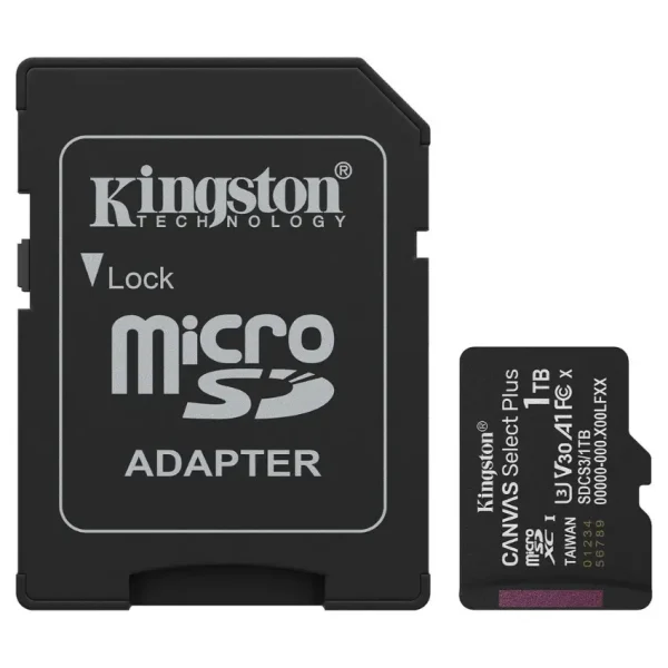 Tarjeta de Memoria microSDXC Kingston Canvas Select Plus 1TB, UHS-I, U3, V30, A1, Clase 10, Adaptador