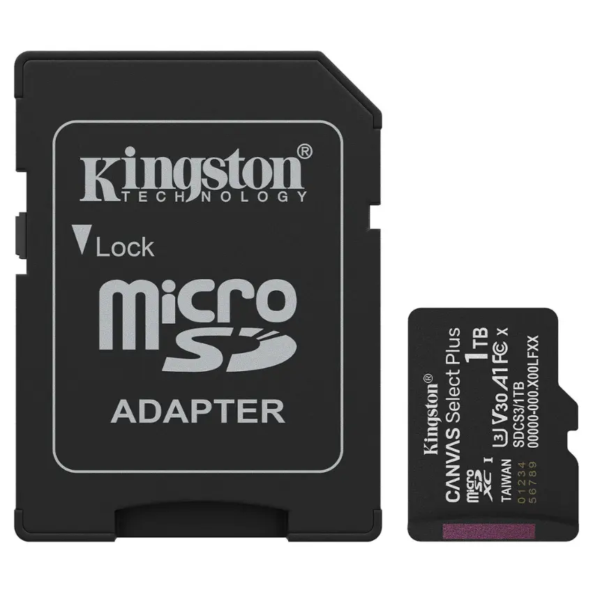 Tarjeta de Memoria microSDXC Kingston Canvas Select Plus 1TB, UHS-I, U3, V30, A1, Clase 10, Adaptador Tarjeta de Memoria microSDXC Kingston Canvas Select Plus 1TB, UHS-I, U3, V30, A1, Clase 10, Adaptador