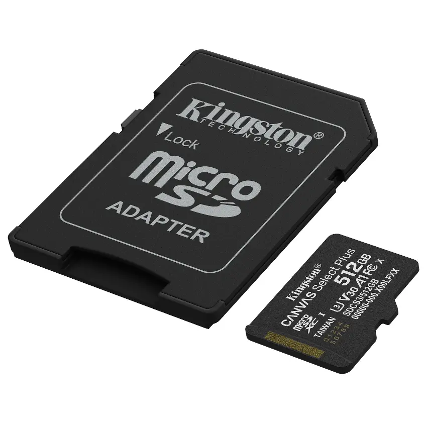 Tarjeta de Memoria microSDXC Kingston Canvas Select Plus 512GB, UHS-I, U3, V30, A1, Clase 10, Adaptador Tarjeta de Memoria microSDXC Kingston Canvas Select Plus 512GB, UHS-I, U3, V30, A1, Clase 10, Adaptador
