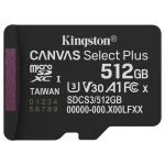 Tarjeta de Memoria microSDXC Kingston Canvas Select Plus 512GB, UHS-I, U3, V30, A1, Clase 10, Adaptador