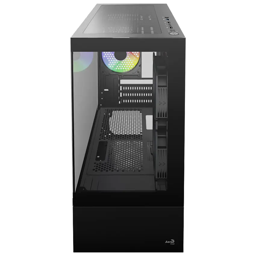 Gabinete Aerocool Viewport Mini V2, Micro-ATX, Sin Fuente, Vidrio Templado Frontal y Lateral, 3 Fan 12 cm ARGB, Negro