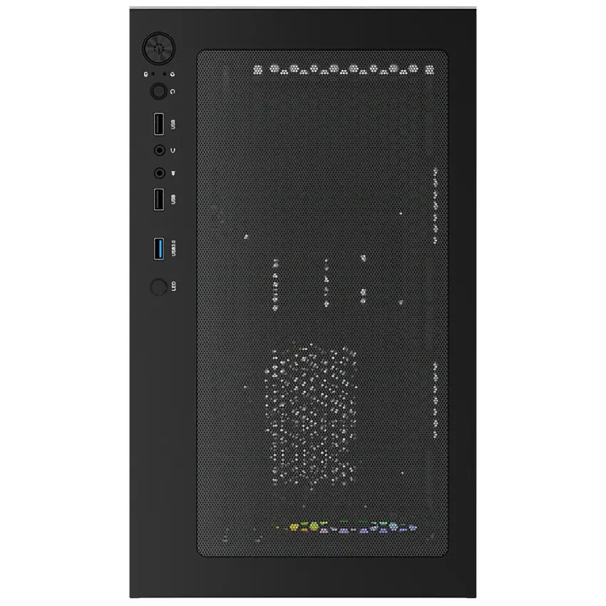 Gabinete Aerocool Viewport Mini V2, Micro-ATX, Sin Fuente, Vidrio Templado Frontal y Lateral, 3 Fan 12 cm ARGB, Negro