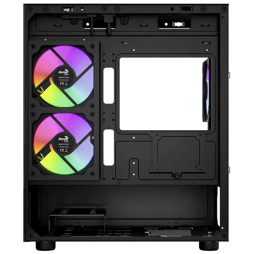 Gabinete Aerocool Viewport Mini V2, Micro-ATX, Sin Fuente, Vidrio Templado Frontal y Lateral, 3 Fan 12 cm ARGB, Negro