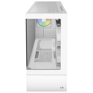 Gabinete Aerocool Viewport Mini V2, Micro-ATX, Sin Fuente, Vidrio Templado Frontal y Lateral, 3 Fan 12 cm ARGB, Blanco