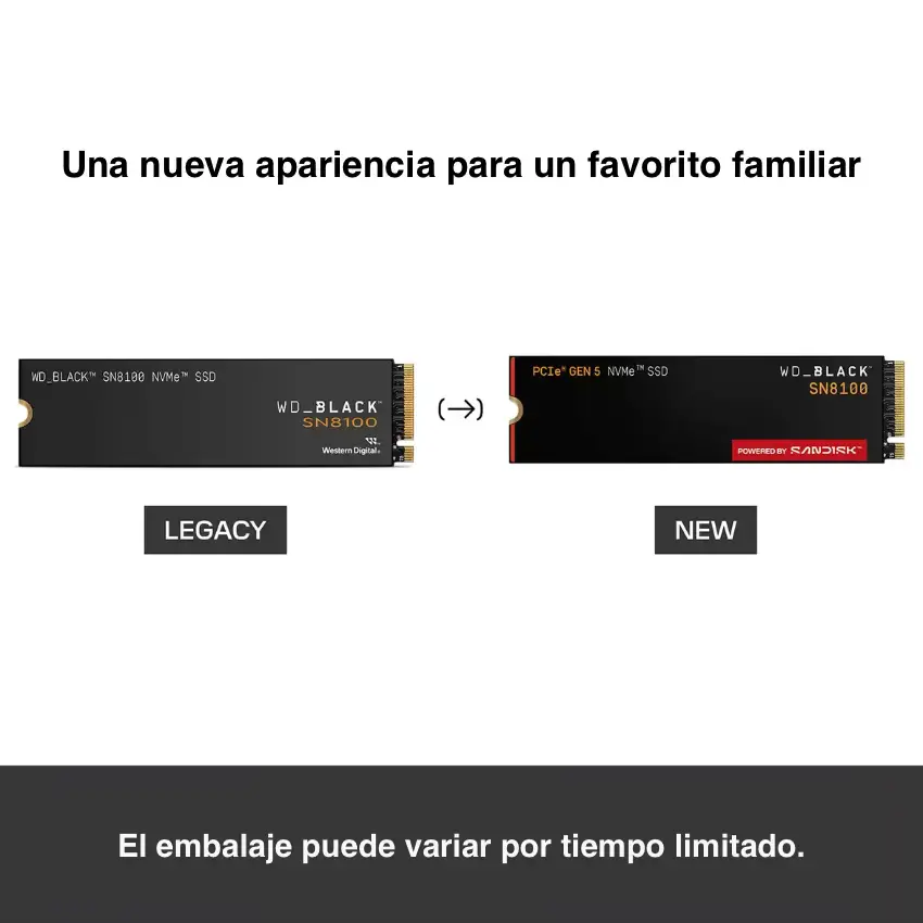 Disco SSD Western Digital WD_BLACK SN8100 NVMe, TLC 3D CBA NAND, PCIe Gen5x4, M.2 2280 Disco SSD Western Digital WD_BLACK SN8100 NVMe, TLC 3D CBA NAND, PCIe Gen5x4, M.2 2280